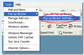 internet explorer popup block settings