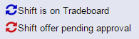 icons for shifts on tradeboard and shift offer pending approval