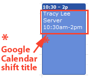 google calendar shift title