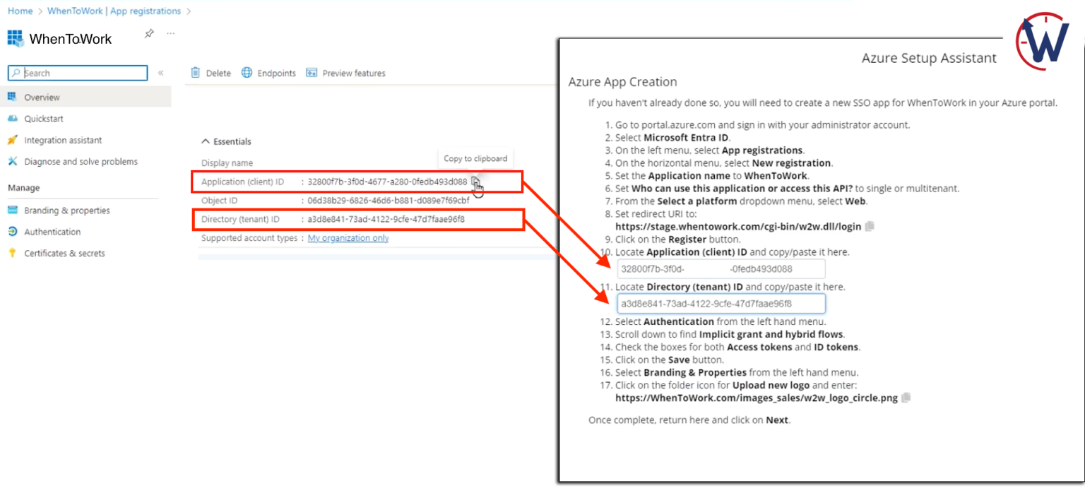 SSO – Azure App Creation – WhenToWork Manager Help